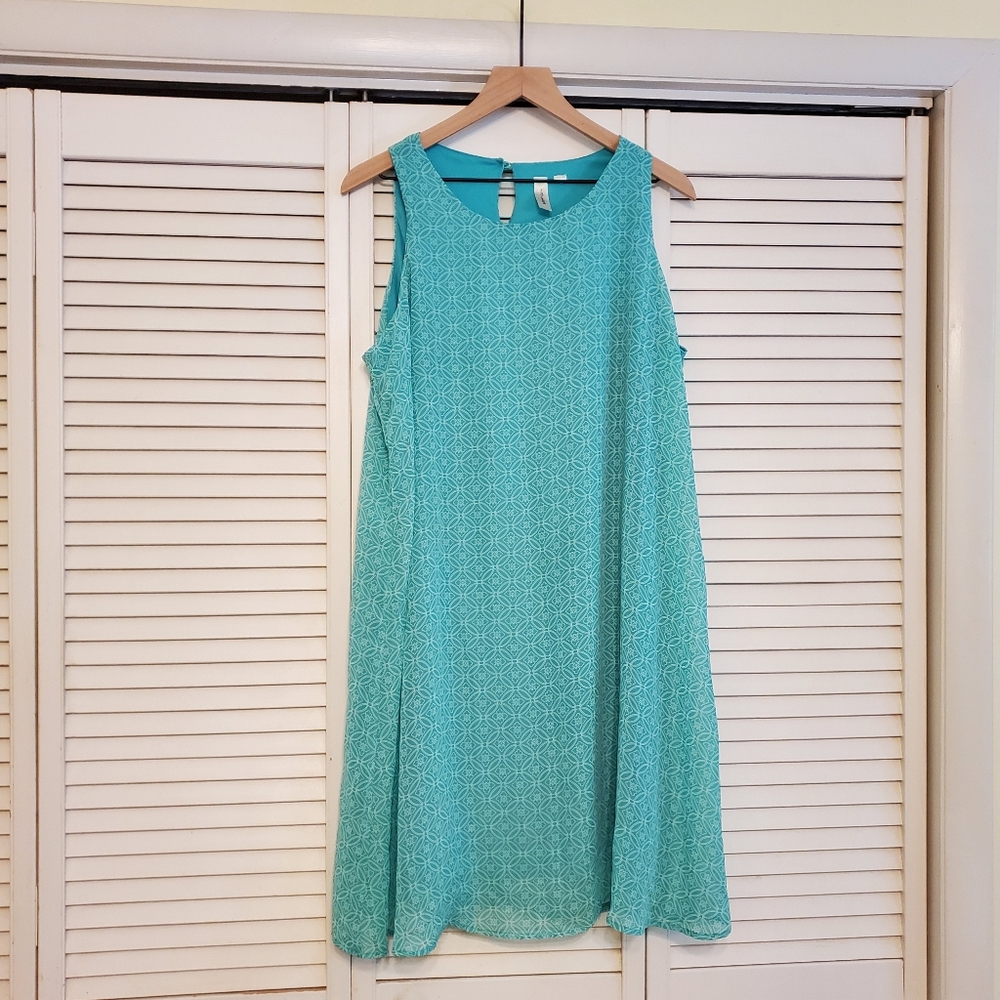 Tacera Elegant Teal Mint Sleeveless Dress, Size XL